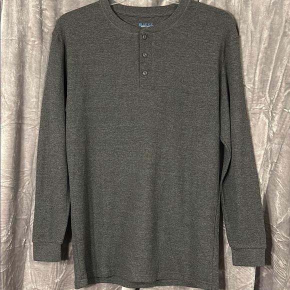 Men's Dark Gray Henley Shirt - Picture 1 of 3